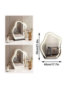 Arabest Vanity Mirror with LED Lights Strip 45X55CM Irregular Cloud Mirror, Lighted Makeup Mirror with Dimmable 3 Light Modes Vanity Mirror for Tabletop or Wall-Mounted Bedroom Dormitory  - Image 4