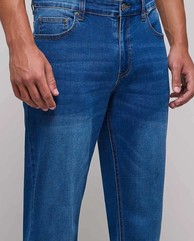 R&b  Faded Straight Fit Jeans with Button Closure for Men | Best Price UAE