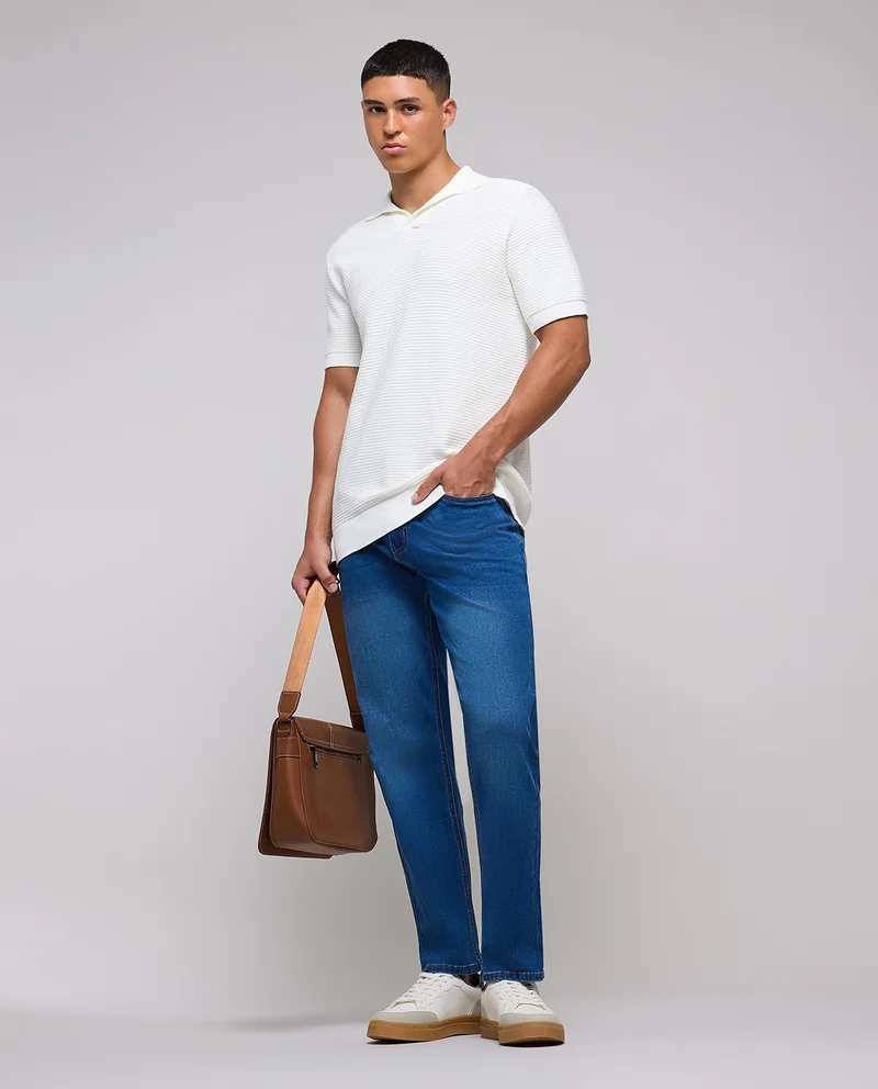 R&b  Faded Straight Fit Jeans with Button Closure for Men | Best Price UAE