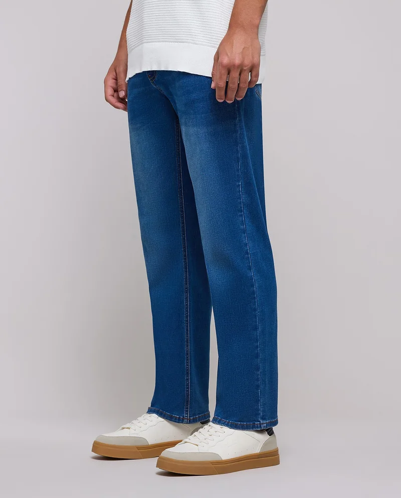 R&b  Faded Straight Fit Jeans with Button Closure for Men | Best Price UAE