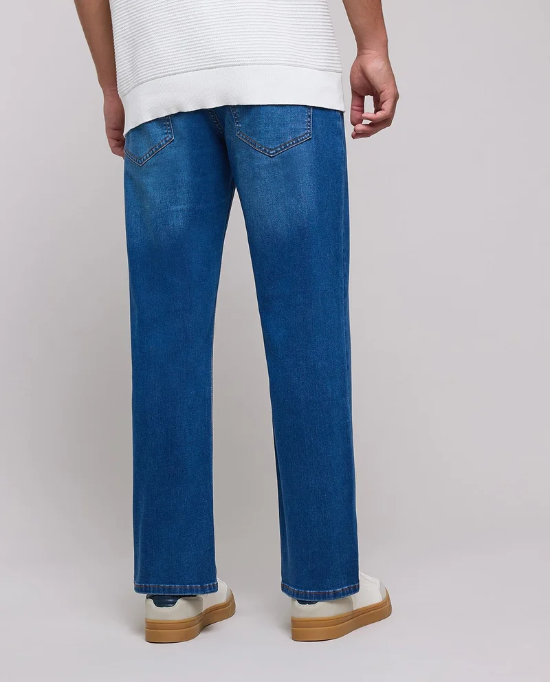 R&b  Faded Straight Fit Jeans with Button Closure for Men | Best Price UAE