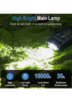 BORUIT V30 LED Keychain EDC Fluorescence Flashlight Clip Warm Work Light Type-C Rechargeable Torch Magnet Camping Pocket Lantern (Black)  - Image 4