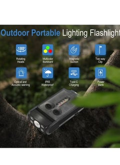 BORUIT V30 LED Keychain EDC Fluorescence Flashlight Clip Warm Work Light Type-C Rechargeable Torch Magnet Camping Pocket Lantern (Black)  - Image 3