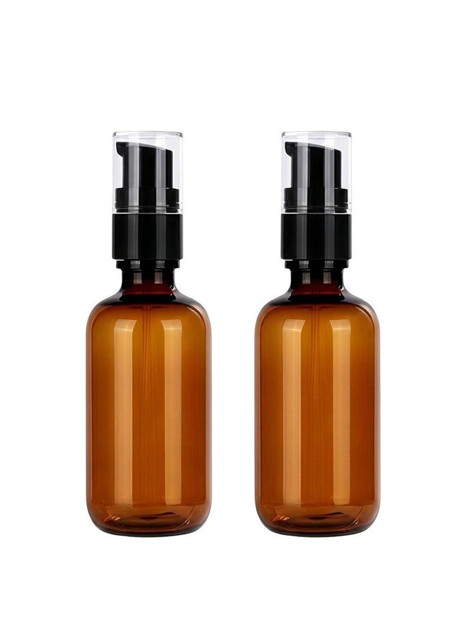 SYBL 2PCS 120ml/4oz Empty Amber Plastic Lotion Pump Bottles, BPA Free Refillable Leakproof Travel Container for Shampoo, Essential Oils, Cosmetics - Image 1
