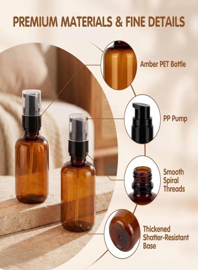 SYBL 2PCS 120ml/4oz Empty Amber Plastic Lotion Pump Bottles, BPA Free Refillable Leakproof Travel Container for Shampoo, Essential Oils, Cosmetics - Image 4