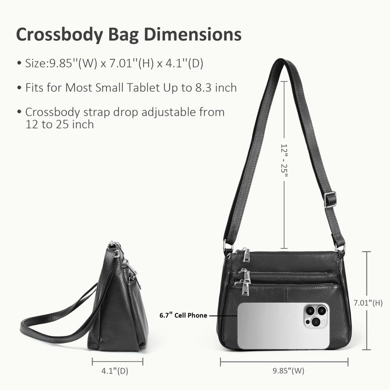 befen Black Genuine Leather Hobo Bags for Women, Ladies Cross Body Purses Women's Shoulder Handbags Crossbody Bag with 2 Shoulder Straps - Image 4