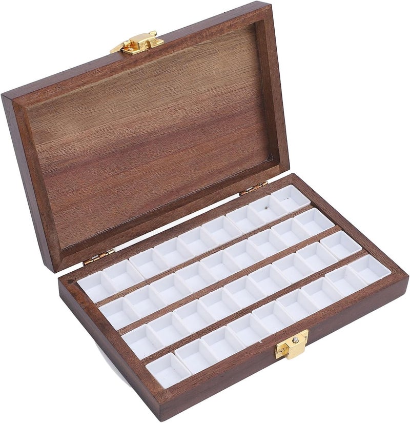 36 Wells Walnut Wood Watercolor Tray Palette, Empty Watercolor Palette, Lightweight and Compact for Travel, Removable with Lid - Image 5