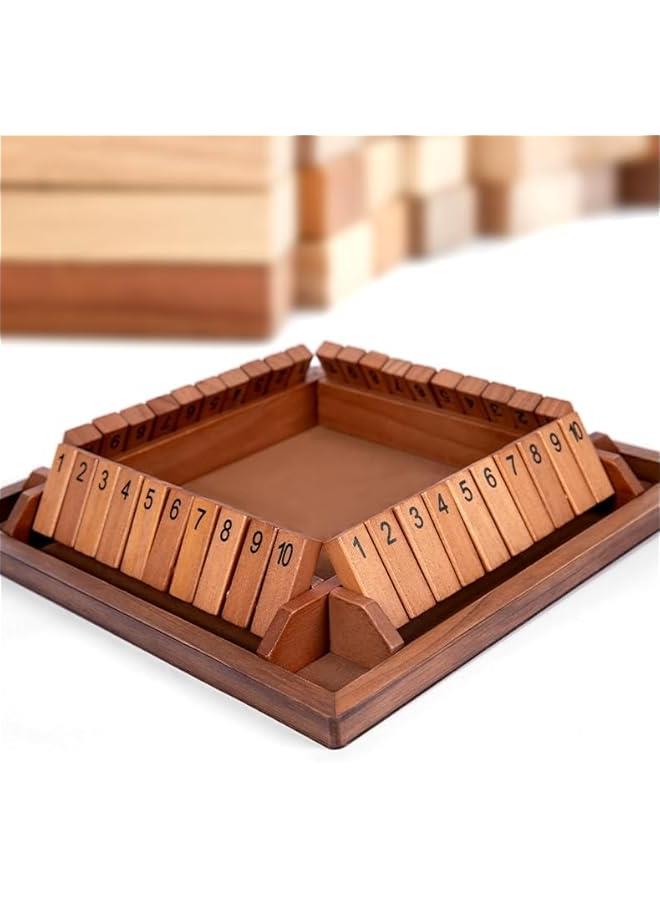 هوكور لعبة النرد شوت ذا بوكس من 1-4 لاعبين، لعبة رياضيات طاولة خشبية مع 12 نرد وتعليمات اغلاق الصندوق للاطفال والكبار، للمنزل والفصول الدراسية العائلية - Image 3