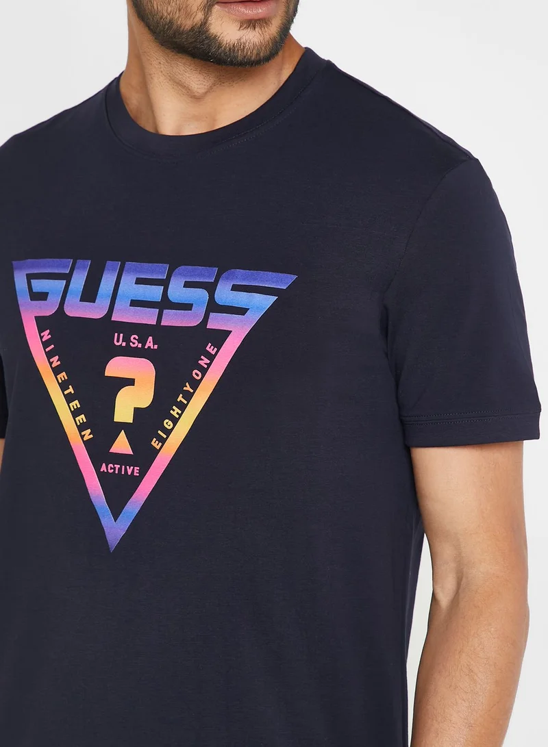 GUESS Printed Crew Neck T-Shirt