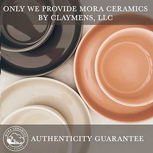 Mora Ceramic Flat Pasta Bowl Set of 4-35oz, Microwave Safe Plate with High Edge for Kitchen and Eating, Large Wide Bowls/Plates for Serving Dinner, Salad, etc- Neutrals - Image 4