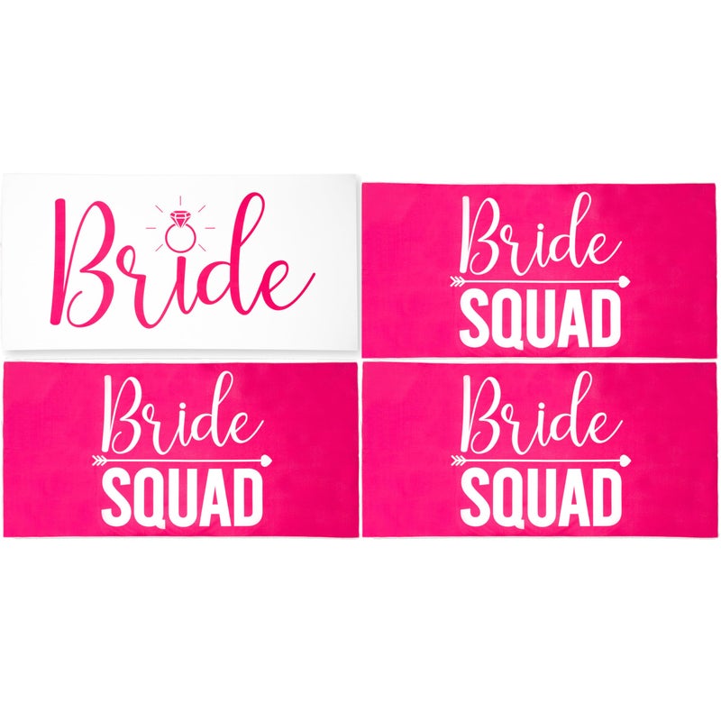 Ethisa 4 Pack Bride Squad Towel for Beach Bachelorette Party  Pink Design for Bridesmaids to Match Bride to Be  Team Bride Tribe Bachelorette Party Towels  60x30