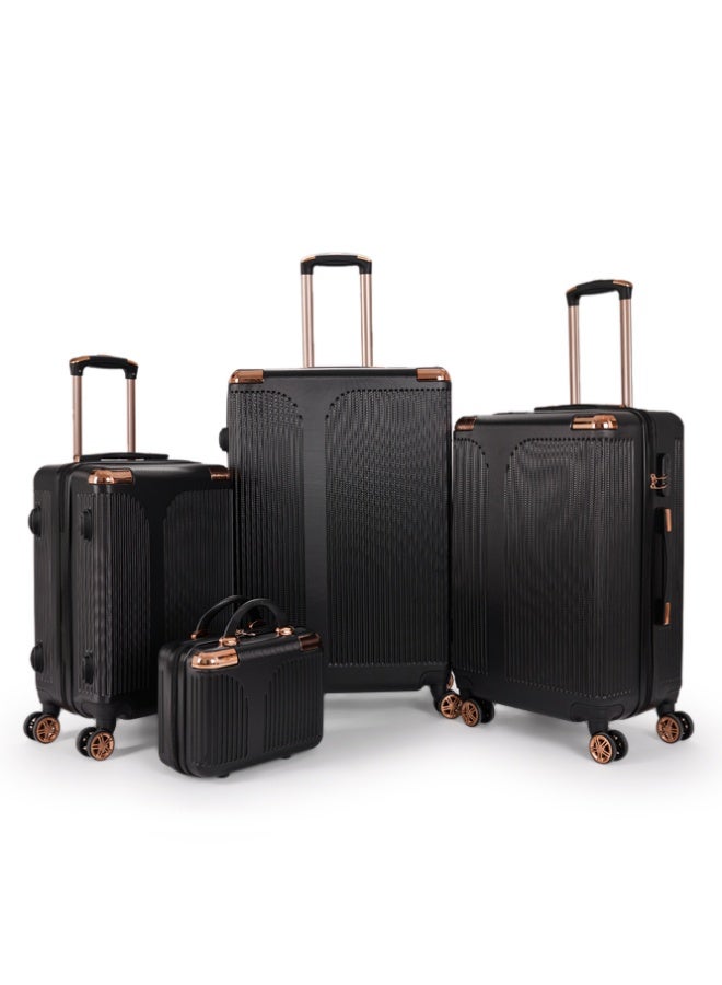 ليمرا طقم شنط سفر مكون من 4 حقائب أمتعة بتصميم فاخر خفيفة الوزن و متعددة الاحجام بمقاسات 28-24-20-12 بوصة لون أسود - Image 1