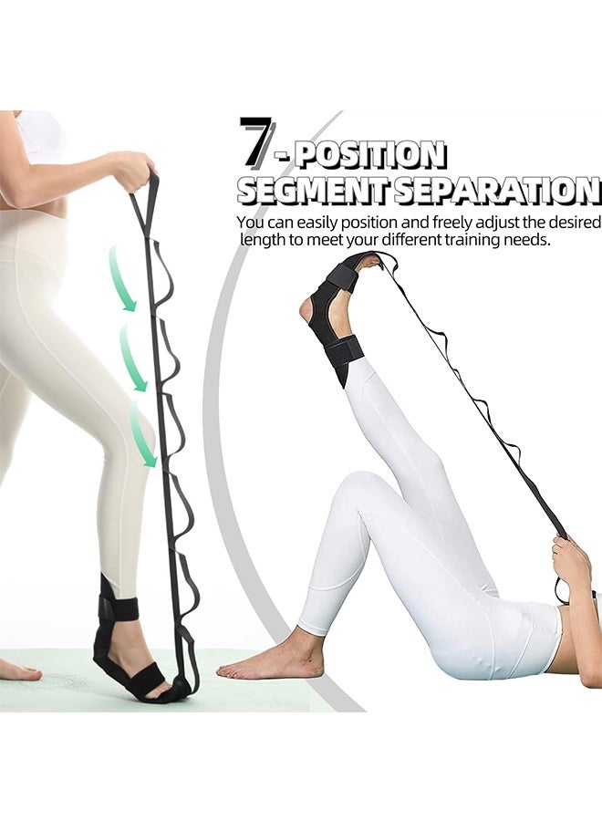 JCB CHIC حزام تمديد اليوغا، حزام تمديد القدم، مقوم اللفافة، حزام جمباز عالي المرونة مع 7 حلقات قابلة للتعديل، حزام تمديد الساق متعدد الحلقات (2 قطعة) - Image 4