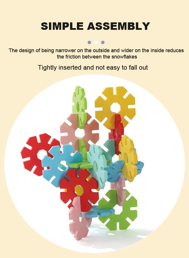 JSAITOYS 50pcs Large 26cm Snowflake Building Block Set Sensory Educational Toys for Kids Snowflake Blocks Parent-Child Interactive Toy - Image 4