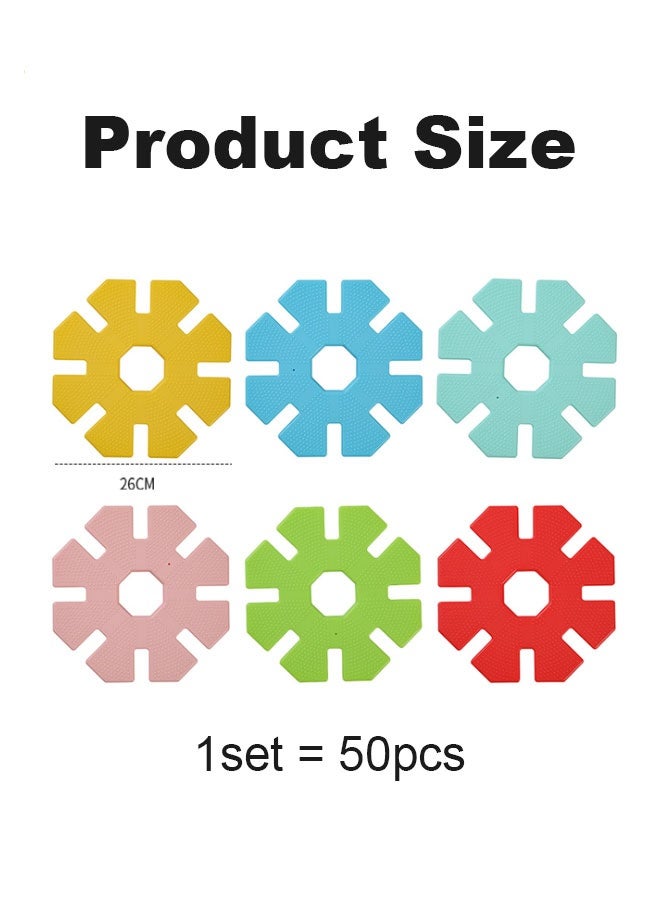 JSAITOYS 50pcs Large 26cm Snowflake Building Block Set Sensory Educational Toys for Kids Snowflake Blocks Parent-Child Interactive Toy - Image 2