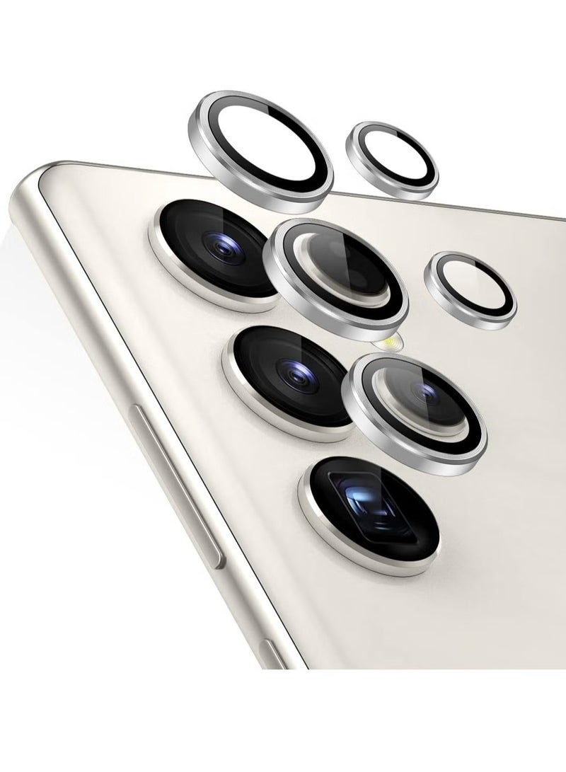 ACLIX S24 Ultra Camera Lens Protector - Individual Lens Protectors, Scratch-Resistant Ultra-Thin Tempered Glass with Aluminum Edging, Galaxy S24 Ultra Case Friendly, 1 Set - Silver - Image 1