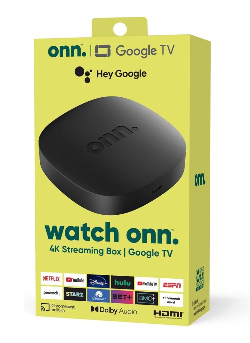 ONN. Google TV 4K UHD Resolution Streaming Box with Remote Control