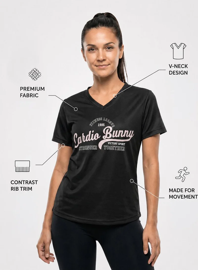 كارديو باني Women's Regular Fit Varsity Tee With Short Sleeve