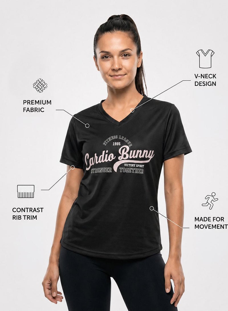 Cardio Bunny Women's Regular Fit Varsity Tee With Short Sleeve - Image 2