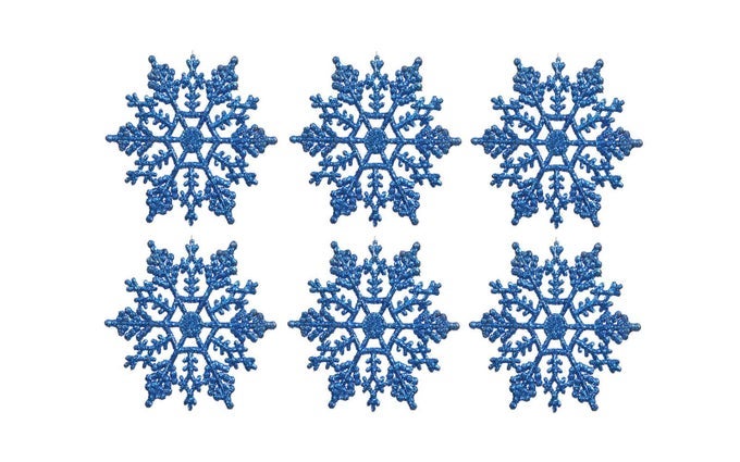 KIPOKALOR 3INCH BLUE PLASTIC SNOWFLAKE ORNAMENTS 24PCS TINY SPARKLING IRIDESCENT GLITTER SNOWFLAKE ORNAMENTS ON STRING HANGER FOR DECORATINGCHIRSTMASS TREECRAFTING AND EMBELLISHING 3INCH BLUE