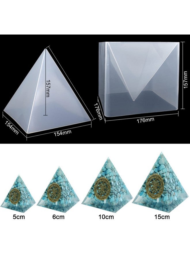 مايتر 1 قطعة سوبر الهرم قالب السيليكون الراتنج الحرفية مجوهرات قالب كريستال كبير الهرم الراتنج صب قوالب مجوهرات السيليكون لوزن الورق لديكور المنزل مكتب مكتب 15.7 سم / 6 بوصة + إطار بلاستيكي - Image 3