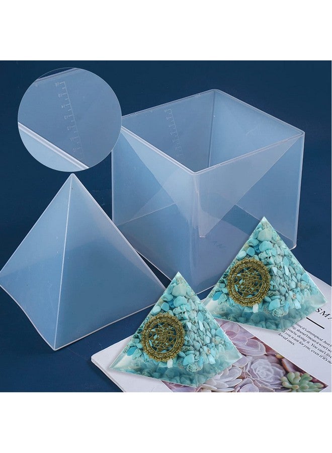 مايتر 1 قطعة سوبر الهرم قالب السيليكون الراتنج الحرفية مجوهرات قالب كريستال كبير الهرم الراتنج صب قوالب مجوهرات السيليكون لوزن الورق لديكور المنزل مكتب مكتب 15.7 سم / 6 بوصة + إطار بلاستيكي - Image 4