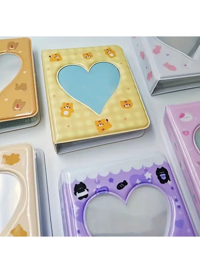 Purple Heart Shaped Love Album 3 Inch Memory Book Transparent Pages Plastic Ring Binding For Photos - Image 2
