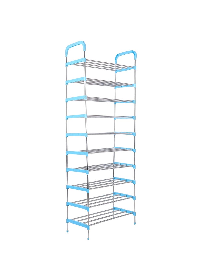 Three Secondz Three Secondz RustFree Stainless Steel Adjustable Multipurpose Stand for Kitchen StorageMicrowave OTG RackShoe RackBathroom StandOffice OrganizerBookshelf 10 Rows Blue  - Image 5