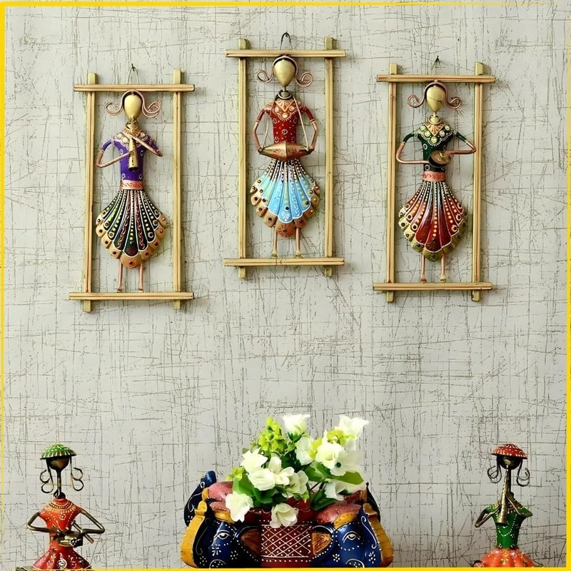 Tukku Collection TUKKU COLLECTION Rajasthani Multicolour Wall Frame Handcrafted Wall Hanging for Home Decor Traditional Metal Showpiece for Living Room Bedroom Hallway Ethnic Wall Decoration - Image 1