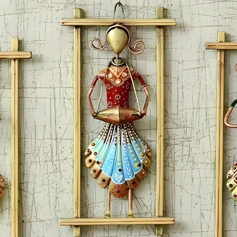 Tukku Collection TUKKU COLLECTION Rajasthani Multicolour Wall Frame Handcrafted Wall Hanging for Home Decor Traditional Metal Showpiece for Living Room Bedroom Hallway Ethnic Wall Decoration - Image 4