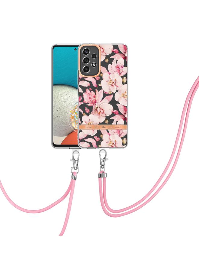 S-TOP Case For Samsung Galaxy A13 Flowers Series TPU Phone Case with Lanyard - Image 1