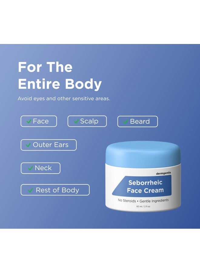 Dermgentle كريم الوجه لعلاج التهاب الجلد الدهني - تجديد البشرة وإصلاح الحاجز مع زيت MCT، سكوالان - كريم مرطب للوجه وفروة الرأس والجسم للبشرة الحساسة التهاب الجلد الدهني - بدون ستيرويدات لنتائج دائمة - Image 4