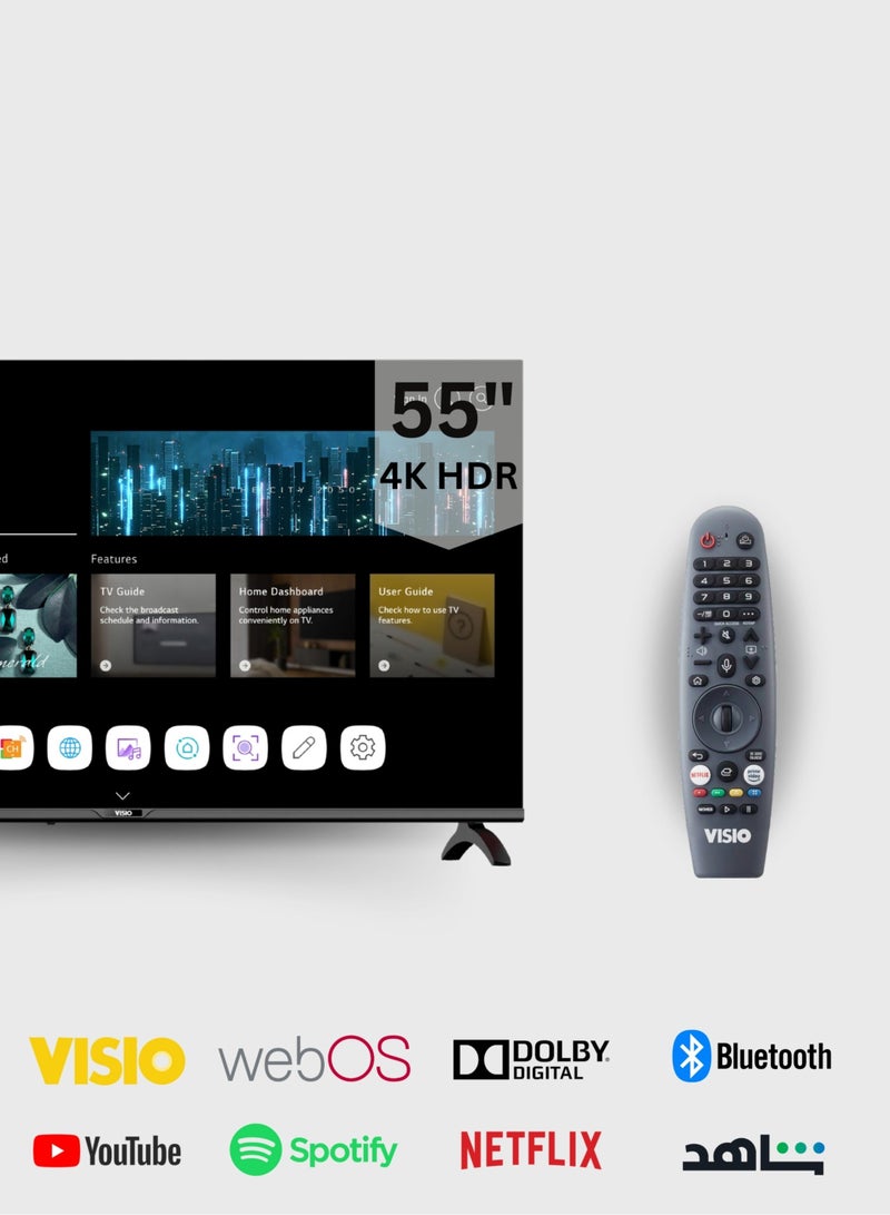 فيسيو تلفزيون فيسيو 55 بوصة 4K ذكي، نظام WebOS، ريموت ماجيك مع تحكم صوتي وحامل جداري مجاني - أسود [55VSSU3webOS] - Image 2