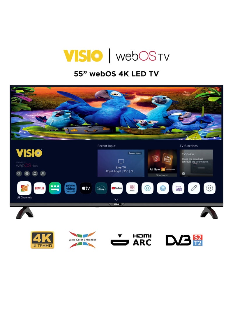 فيسيو تلفزيون فيسيو 55 بوصة 4K ذكي، نظام WebOS، ريموت ماجيك مع تحكم صوتي وحامل جداري مجاني - أسود [55VSSU3webOS] - Image 1
