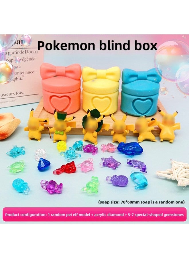 Children's Handmade Diy Treasure Digging Rainbow Soap Treasure Hunt Cheese Blind Box Scraping Soap Archaeological Digging Toys Wholesale-color:Pokemon (1 Random Elf Model + Acrylic Diamond + 5-7 Special-shaped Gemstones) - Image 1