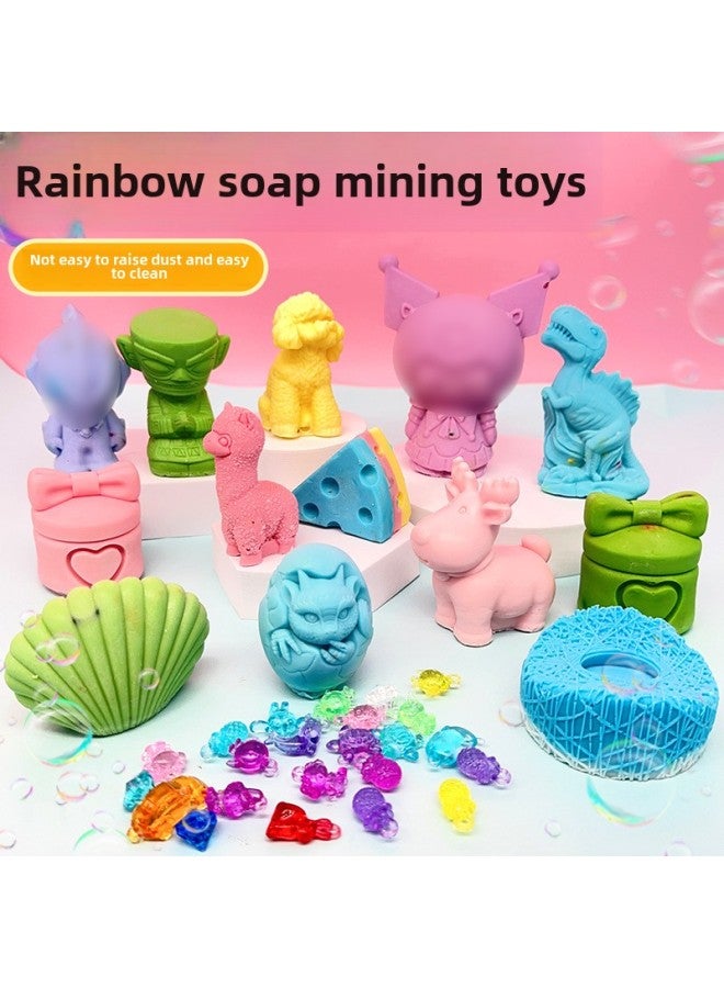 Children's Handmade Diy Treasure Digging Rainbow Soap Treasure Hunt Cheese Blind Box Scraping Soap Archaeological Digging Toys Wholesale-color:Pokemon (1 Random Elf Model + Acrylic Diamond + 5-7 Special-shaped Gemstones) - Image 2