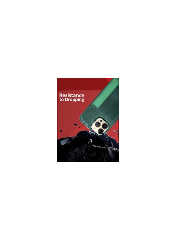 CATANES iPhone 13 Pro Max 3Packs Case Leather Antifingerprint Cover with Wallet Card Slot Shell, Side Insert Card Holder, Anti Fall Protection - Green - Image 2