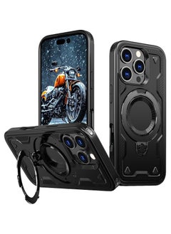 Magnetic Case for iPhone 16 Pro Max with Stand,Compatible with MagSafe,360°Rotatable Magnetic Ring iPhone Case,Adjustable Kickstand Phone Case(Black)