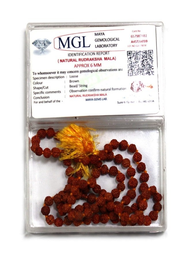 ASHIRWAD Original Nepali Certified Rudraksha Mala Natural Himalayan Genuine Rosary Tibetan Garland Necklace Bracelat for Wearing and Japa Mala 5 Mukhi Mala, 108 Beads Mala (6.00 mm) - Image 2