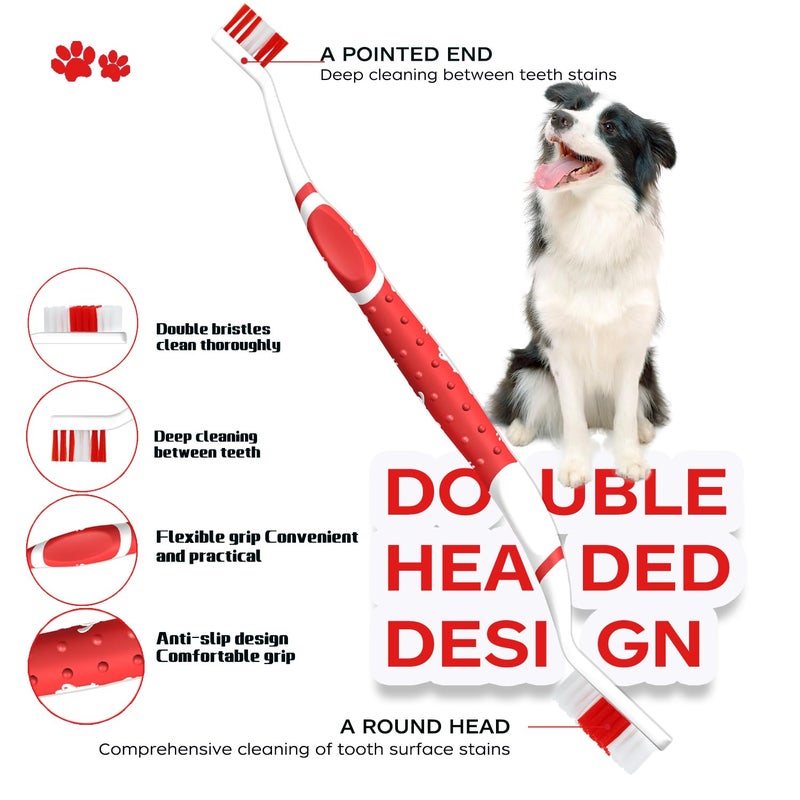PenVinoo Dog Toothbrush pet Toothbrushes Finger Toothbrush Small to Large Dogs with Soft Bristles Non Slip Dual Head (8 pcs Dual Head + 4 pcs Finger Tooth Brush) - Image 2