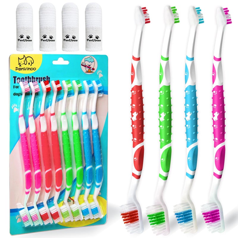 PenVinoo Dog Toothbrush pet Toothbrushes Finger Toothbrush Small to Large Dogs with Soft Bristles Non Slip Dual Head (8 pcs Dual Head + 4 pcs Finger Tooth Brush) - Image 1