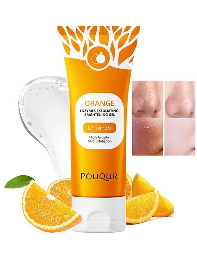 POUQUR Orange Enzymes Exfoliating Brightening Gel For Face & Body, Exfoliating Cleansing Gel Scrub, Orange Enzymes Exfoliatings Gels, Deep Clean Pores, Remove Blackheads & Moisturize Skin, Gentle Exfoliator, Natural Orange Peeling Gel - Image 1