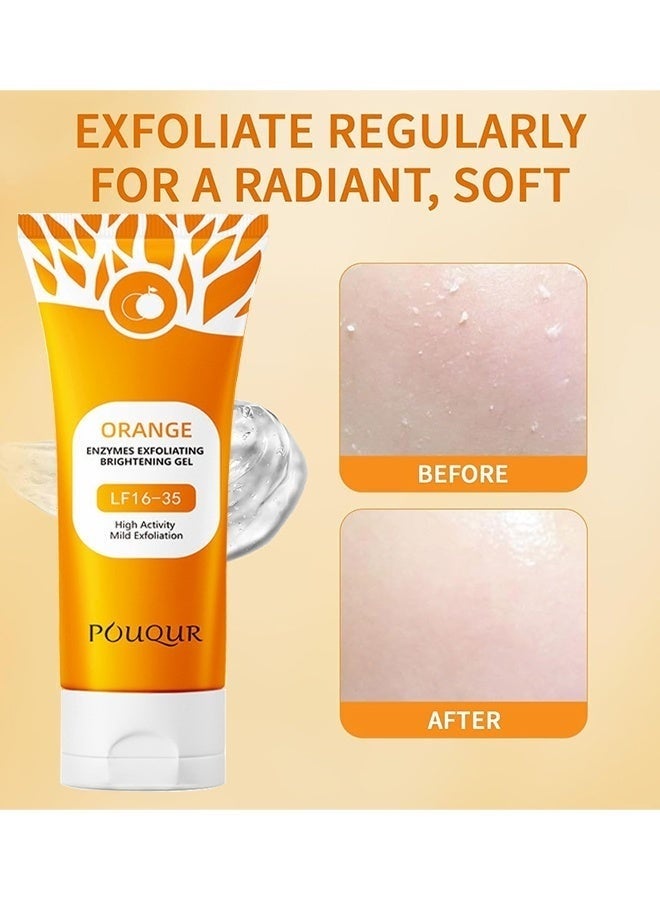 POUQUR Orange Enzymes Exfoliating Brightening Gel For Face & Body, Exfoliating Cleansing Gel Scrub, Orange Enzymes Exfoliatings Gels, Deep Clean Pores, Remove Blackheads & Moisturize Skin, Gentle Exfoliator, Natural Orange Peeling Gel - Image 5