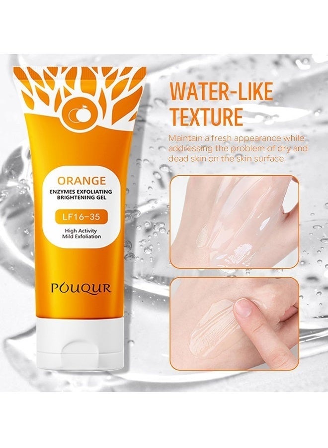 POUQUR Orange Enzymes Exfoliating Brightening Gel For Face & Body, Exfoliating Cleansing Gel Scrub, Orange Enzymes Exfoliatings Gels, Deep Clean Pores, Remove Blackheads & Moisturize Skin, Gentle Exfoliator, Natural Orange Peeling Gel - Image 2