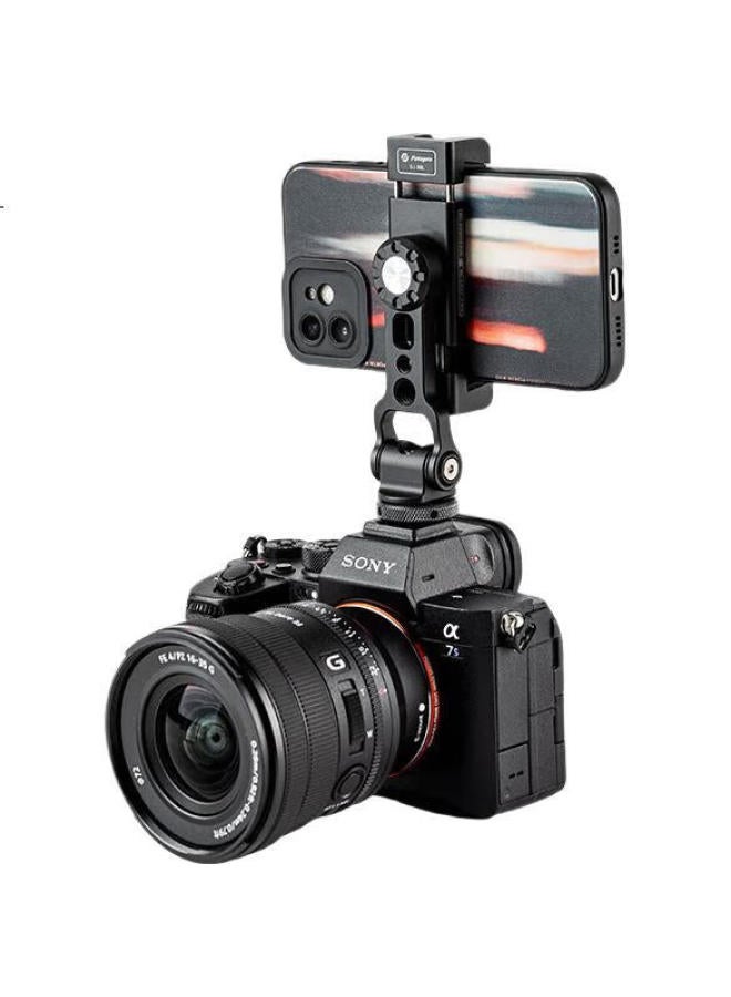 Fotopro Sj-99L Dual-Expand Cold Shoe Mount, Front And Back Tilt Adjustment, 1/4 Interface Compatible With Tripods And Cameras, Horizontal And Vertical Shooting, Metal Phone Clamp - Image 1