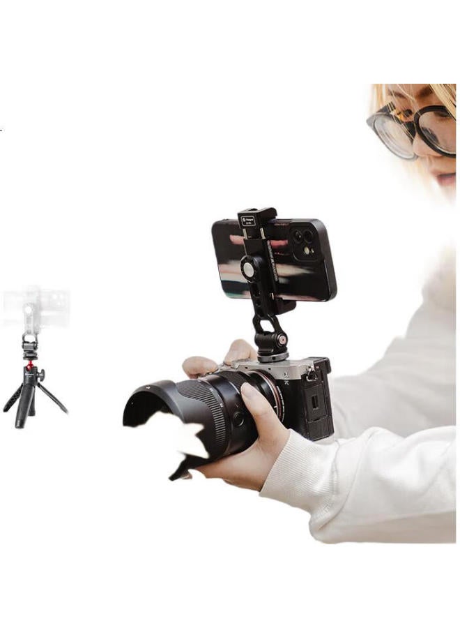 Fotopro Sj-99L Dual-Expand Cold Shoe Mount, Front And Back Tilt Adjustment, 1/4 Interface Compatible With Tripods And Cameras, Horizontal And Vertical Shooting, Metal Phone Clamp - Image 2