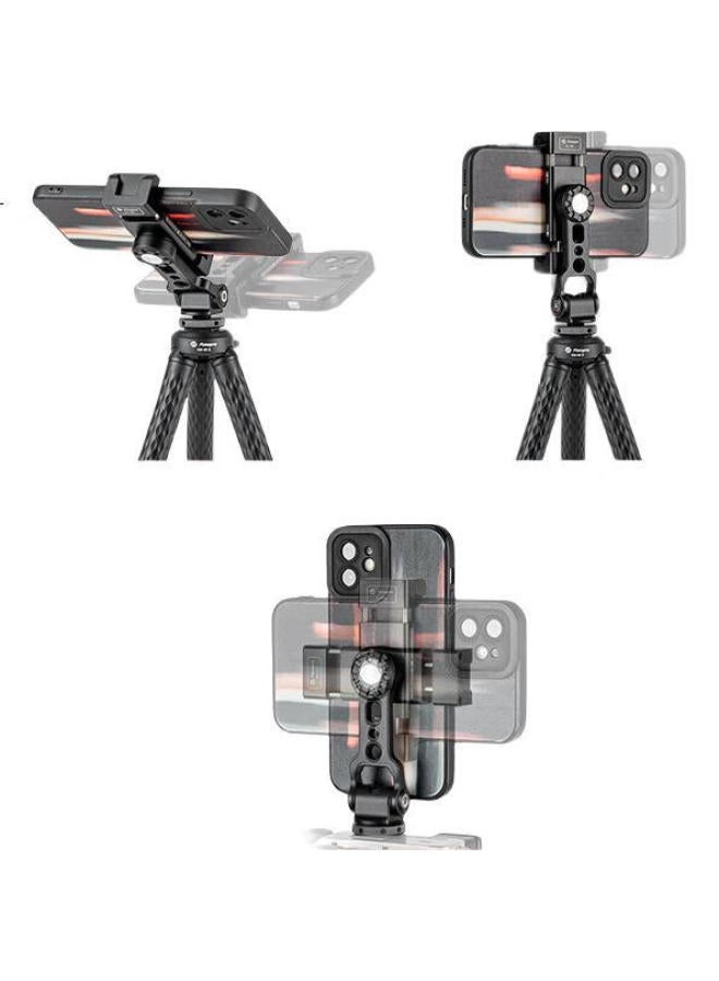 Fotopro Sj-99L Dual-Expand Cold Shoe Mount, Front And Back Tilt Adjustment, 1/4 Interface Compatible With Tripods And Cameras, Horizontal And Vertical Shooting, Metal Phone Clamp - Image 3