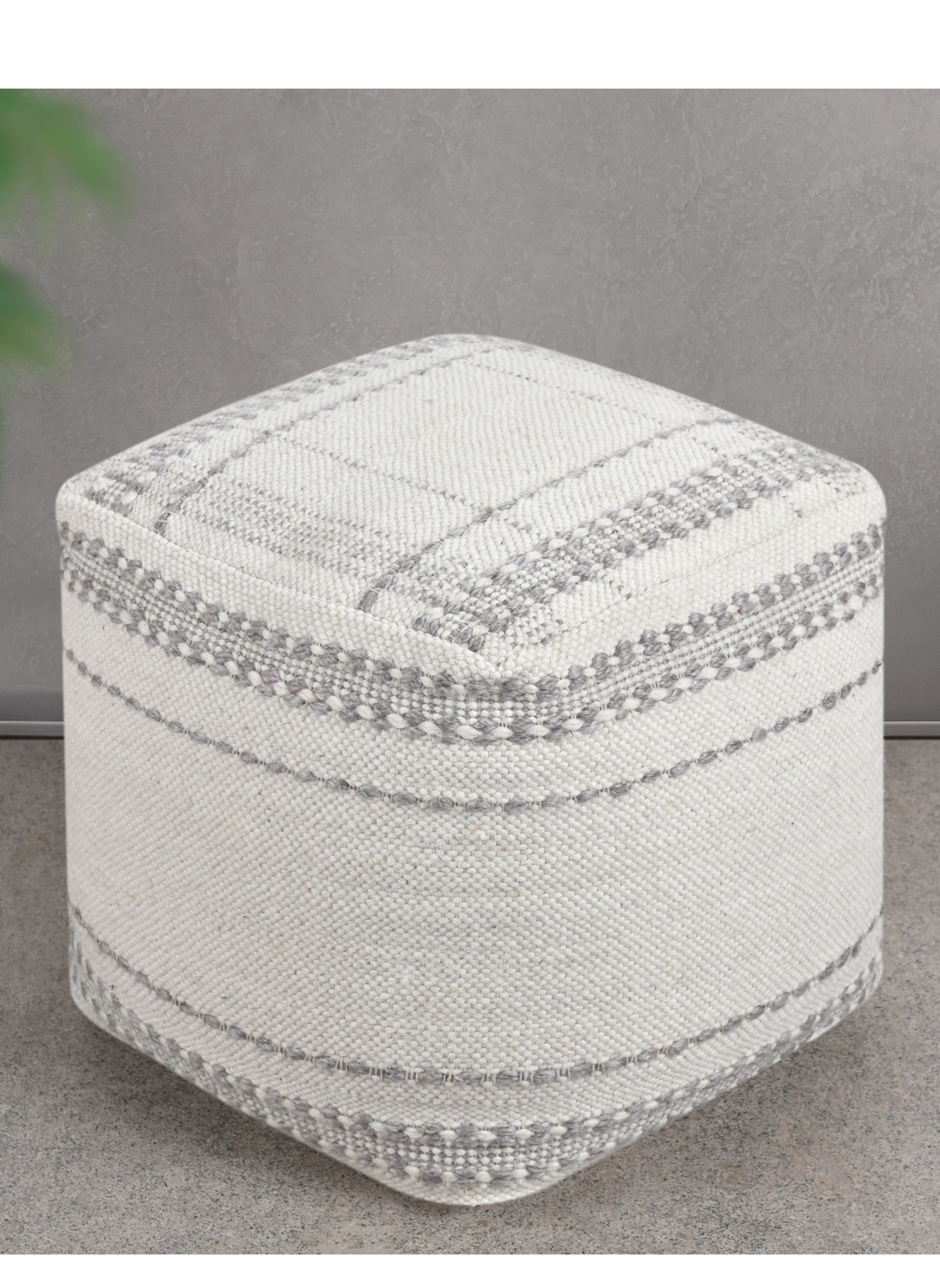 LOFT HARVEST,POUF SQUARE,40X40X40CMS,FABRIC,IVORY/TAUPE 