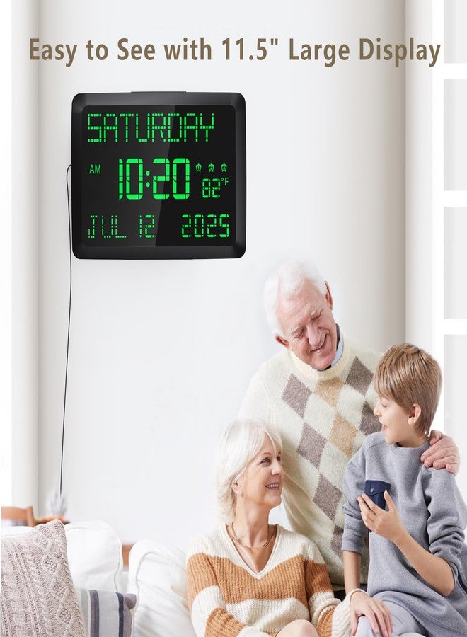 Raynic Day Clock, 11.5" Large Display Calendar Clock with Day and Date, Indoor Temperature, Adjustable Brightness, Snooze,12/24H, DST for Home, Office, Elderly - Image 3