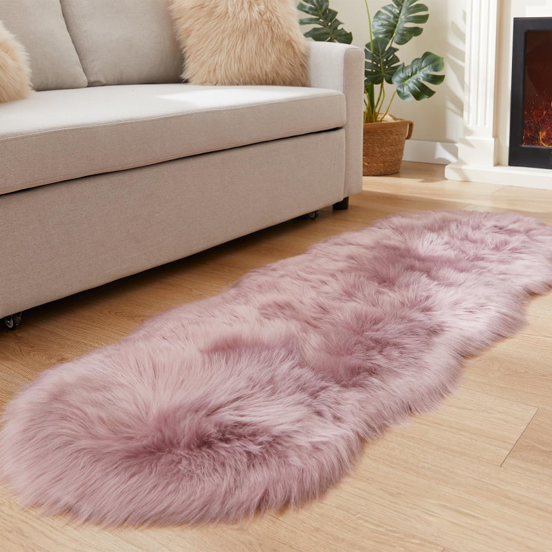 Easy Joy EasyJoy Ultra Soft Fluffy Shaggy Area Rug Faux Fur Rug Chair Cover Seat Pad Fuzzy Area Rug for Bedroom Floor Sofa Living Room (2 x 6 ft Sheepskin, Light Purple) - Image 1